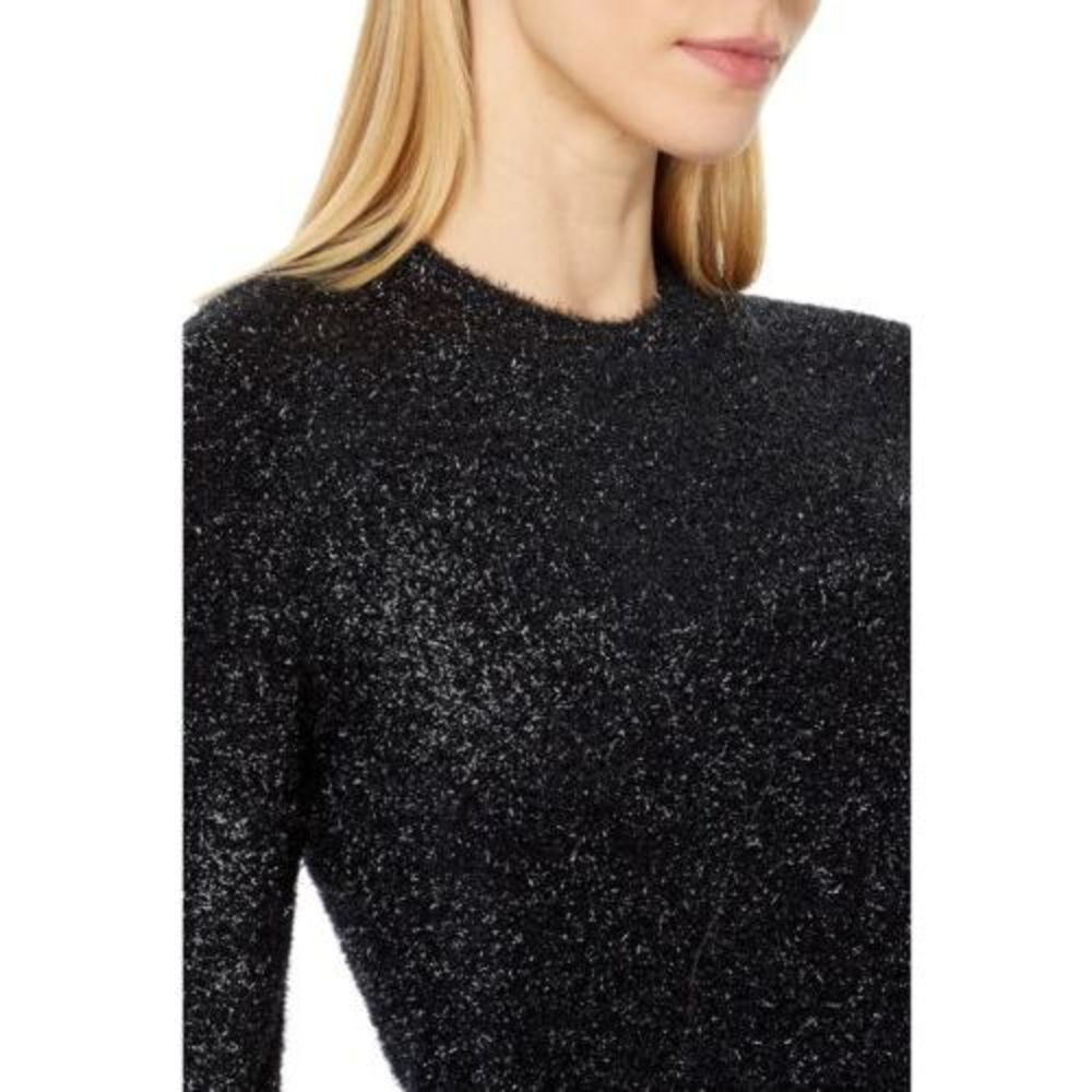 AllSaints Women's Black Sparkle Bodycon Long Sleeve Mini Dress Size Small EUC - Picture 3 of 6
